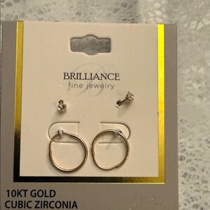 10KT Gold Cubic Zirconia Earrings stamp small kids
